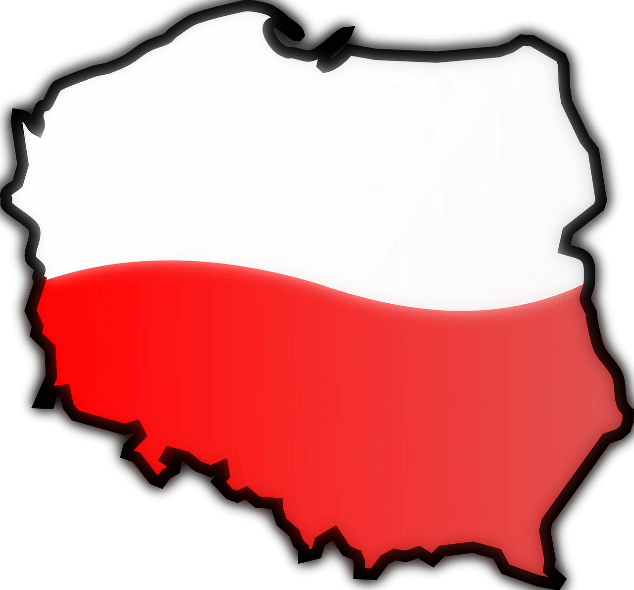 Poland Map Outline Flag Colors PNG