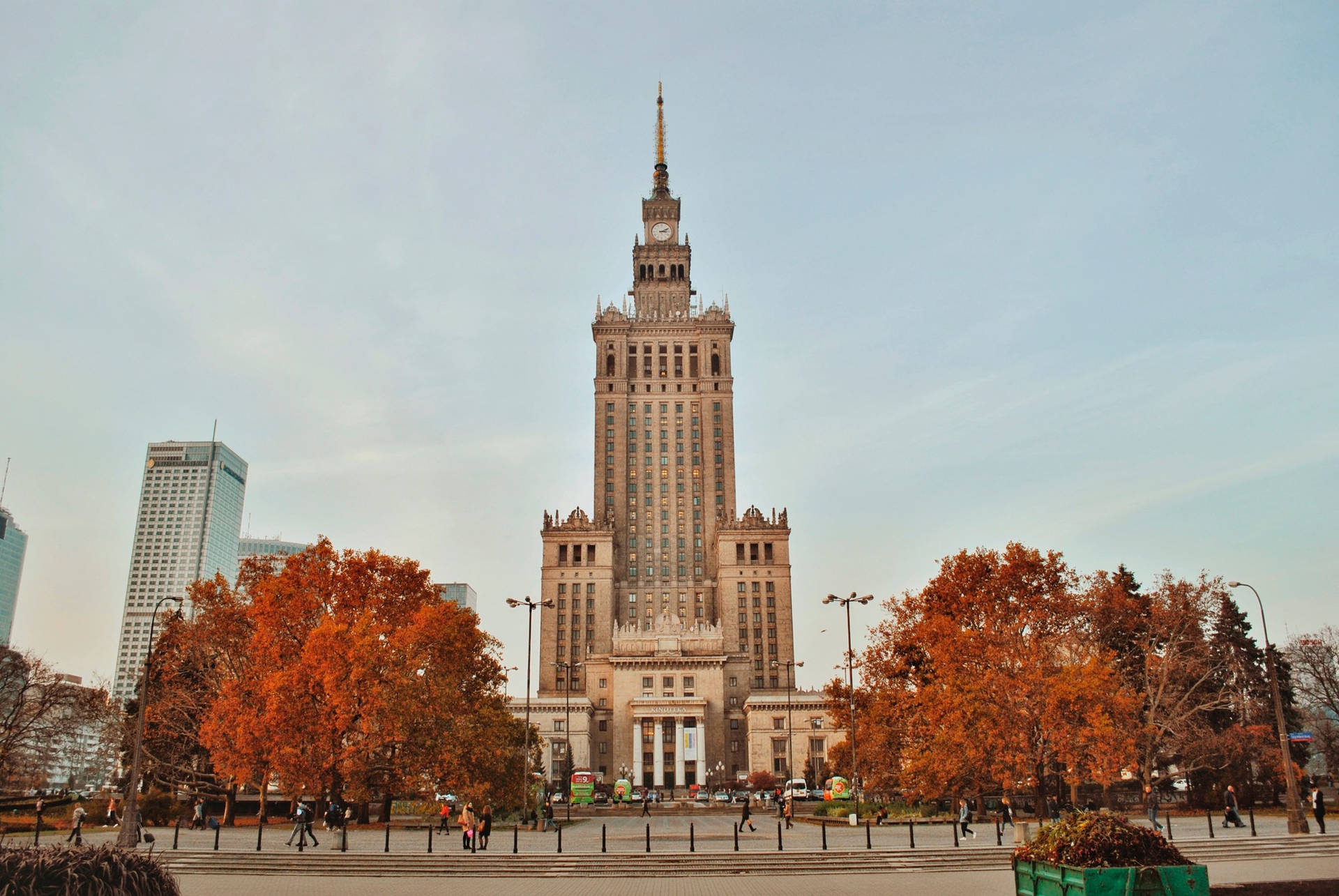 Polonia Palazzo Della Cultura Autunno Sfondo