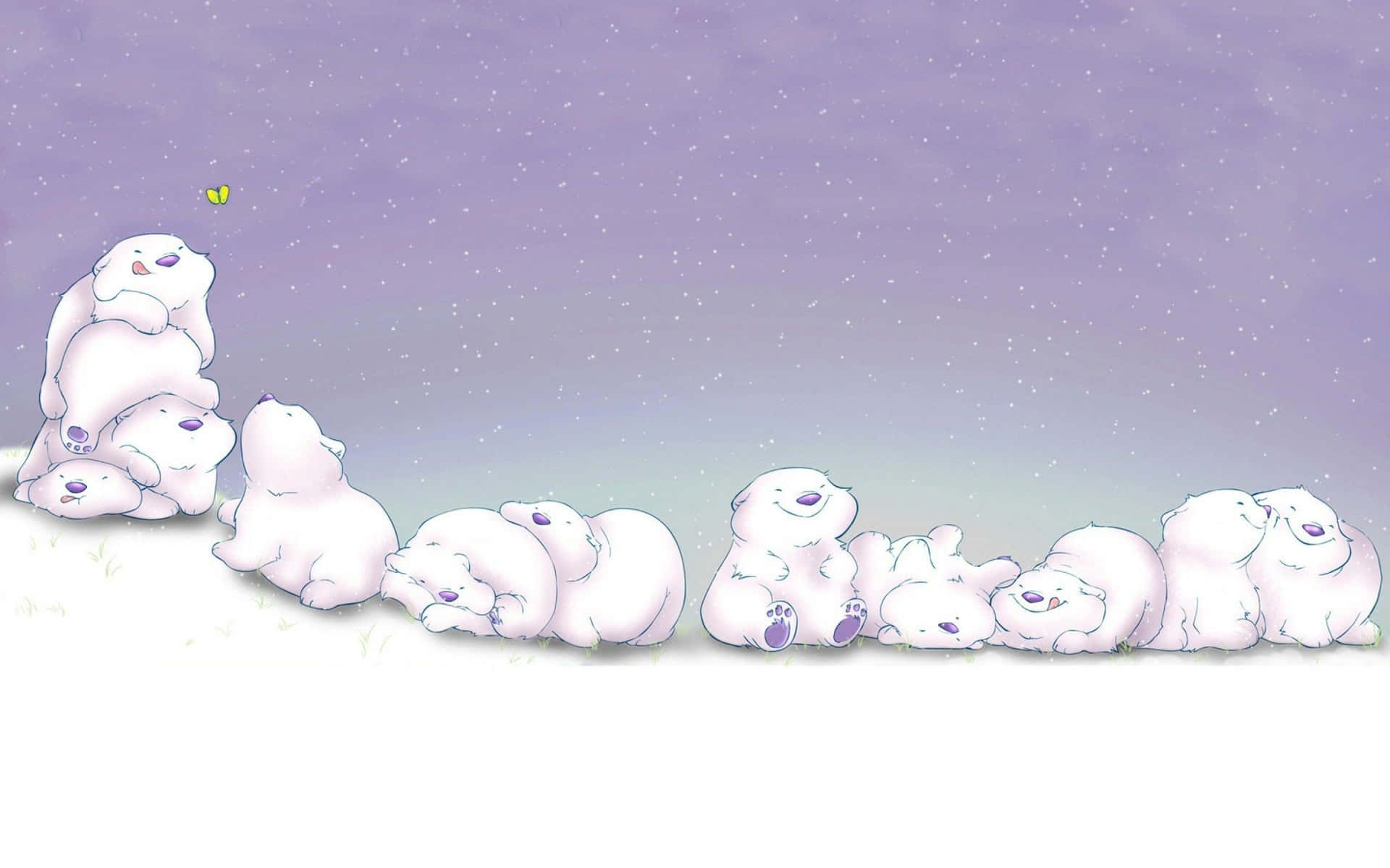 Polar Bear Family Cute Art Wallpaper