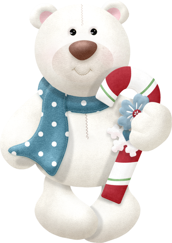 Download Polar Bear Plush Toy Holding Candy Cane