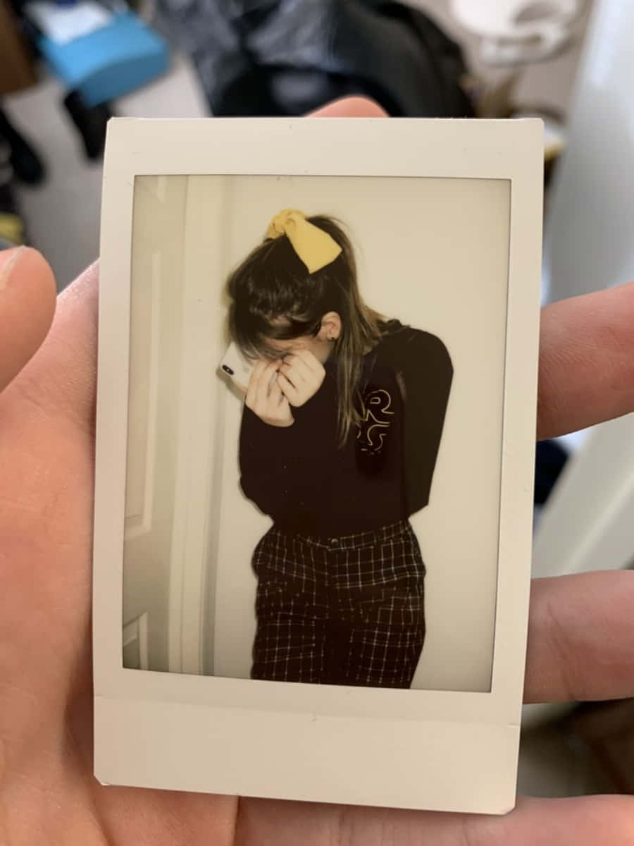 Sød pige på Polaroid billede