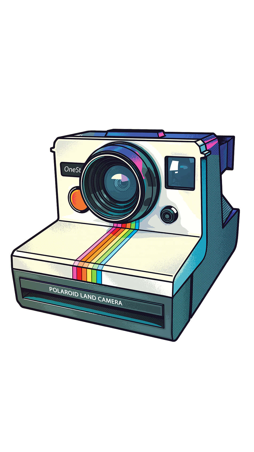 Hvid Polaroid kamera ikon billede landskab på grå