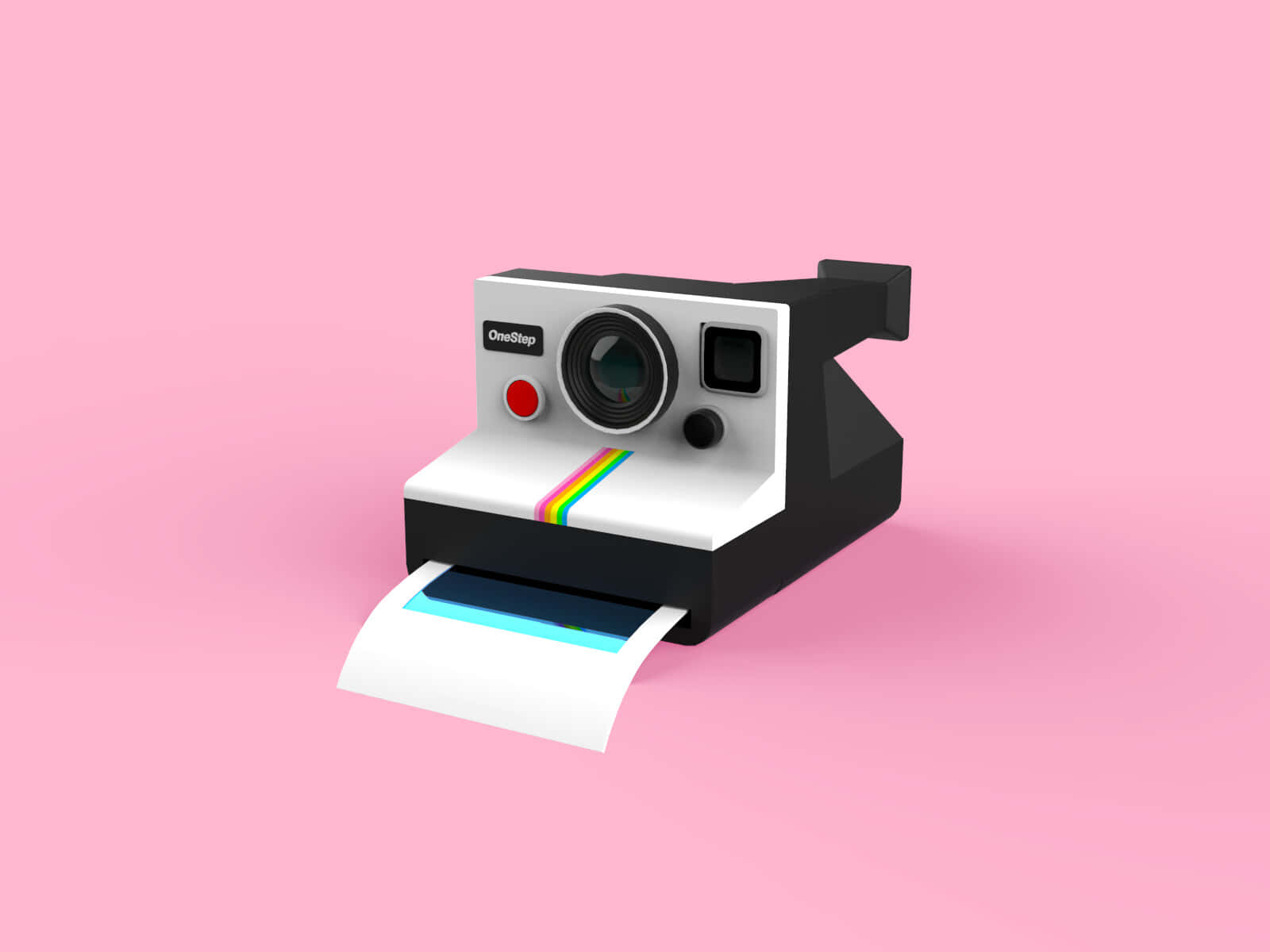 Pink 3d Model Polaroid Camera Picture