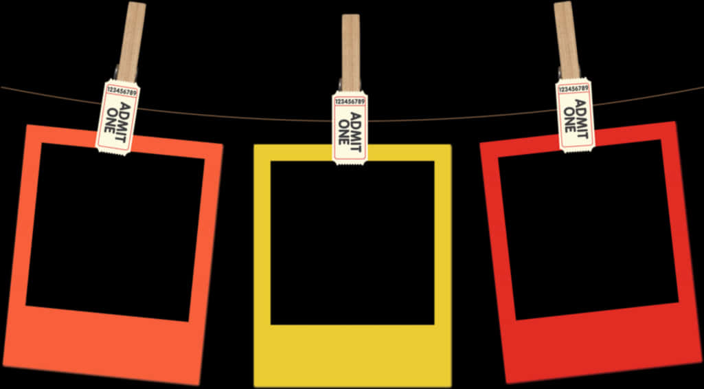 Polaroid Frameson Clothesline PNG