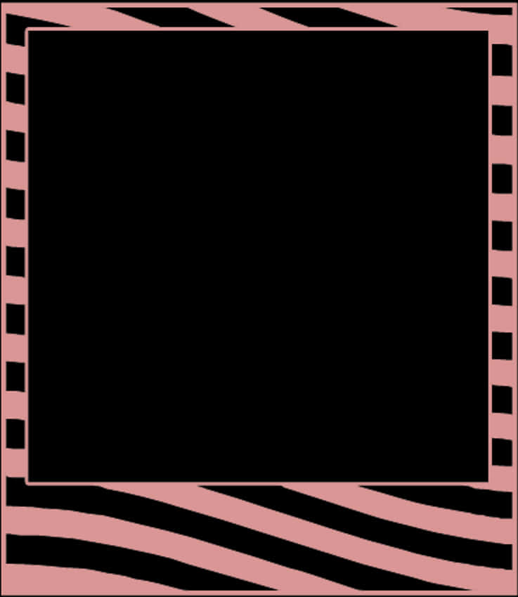 Polaroid Framewith Pink Zebra Stripes PNG