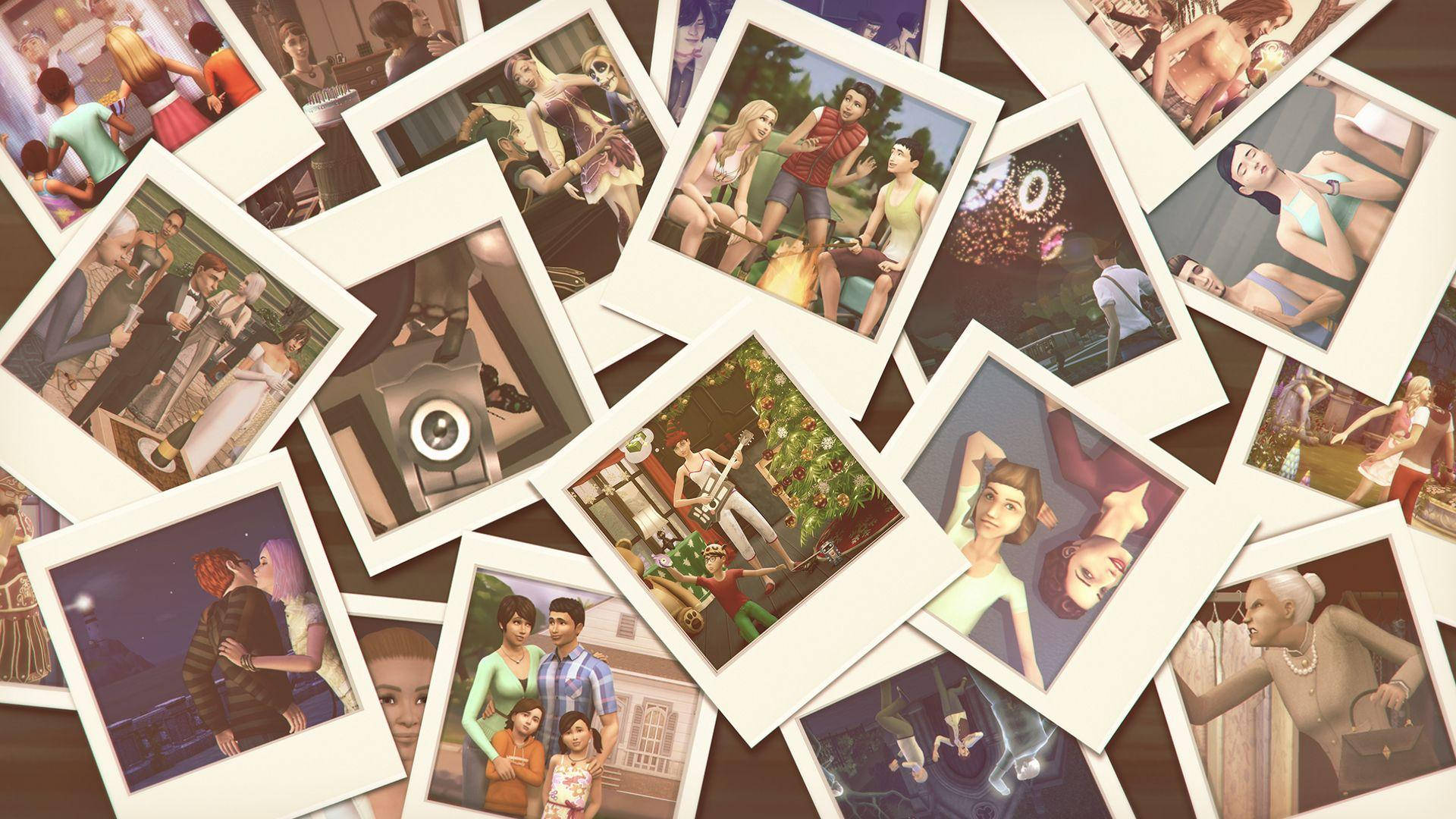 Tag et billede af Polaroid i det Sims- miljø. Wallpaper