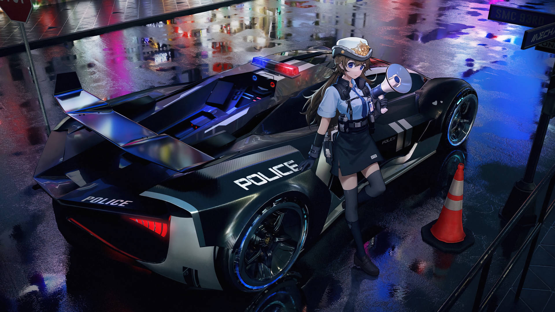 Cochede Anime De La Policía Fondo de pantalla