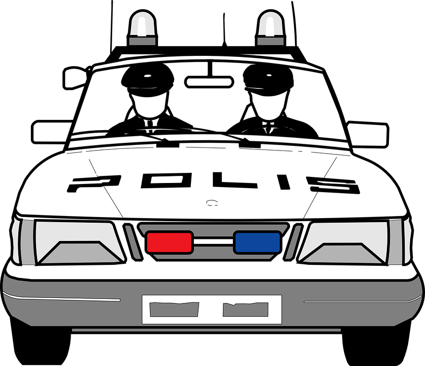 Police Car Front Viewwith Officers PNG