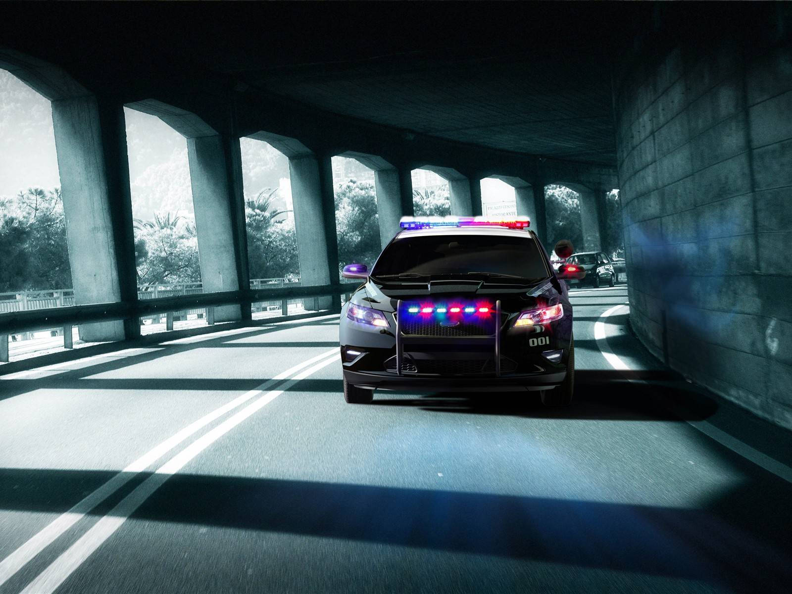 Police Car Lights Flashing