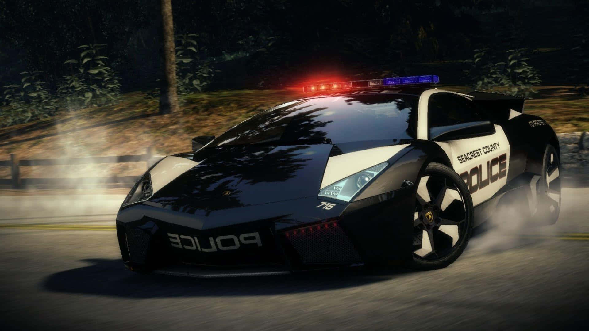 A Police Car Driving Down The Road In A Video Game