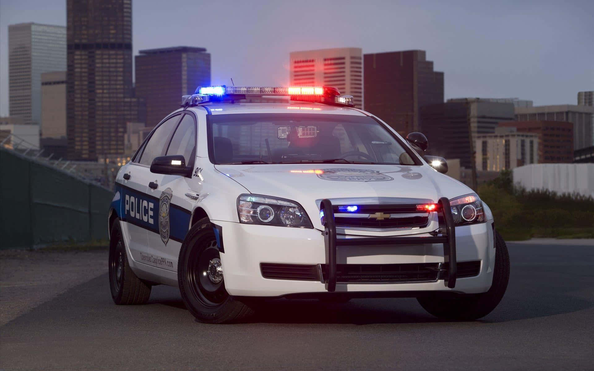 A modern police car on patrol