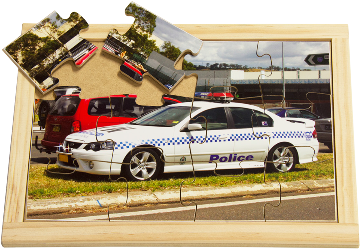 Police Car Puzzle Piece Assembly PNG