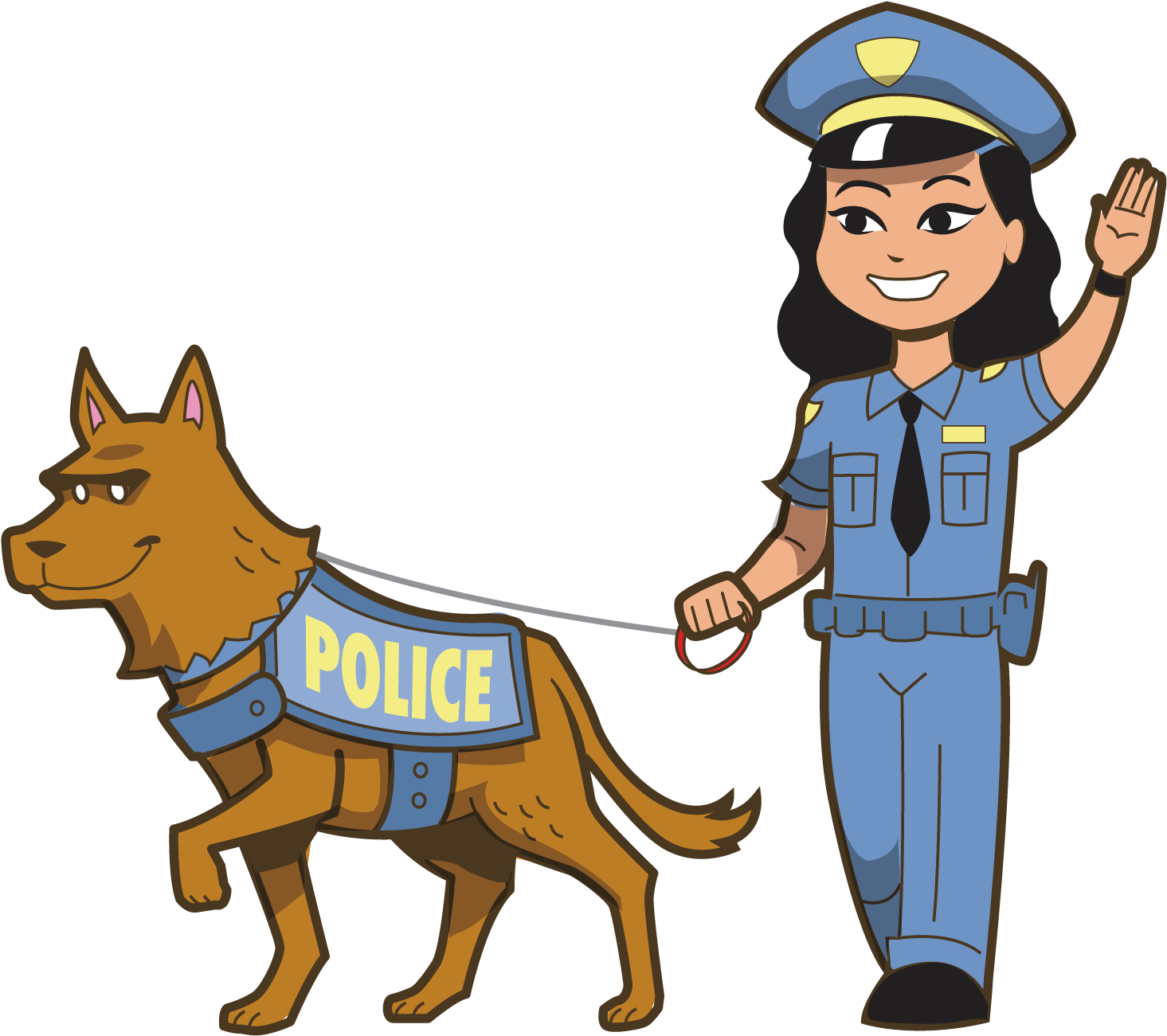 Police Officerand K9 Unit Cartoon PNG