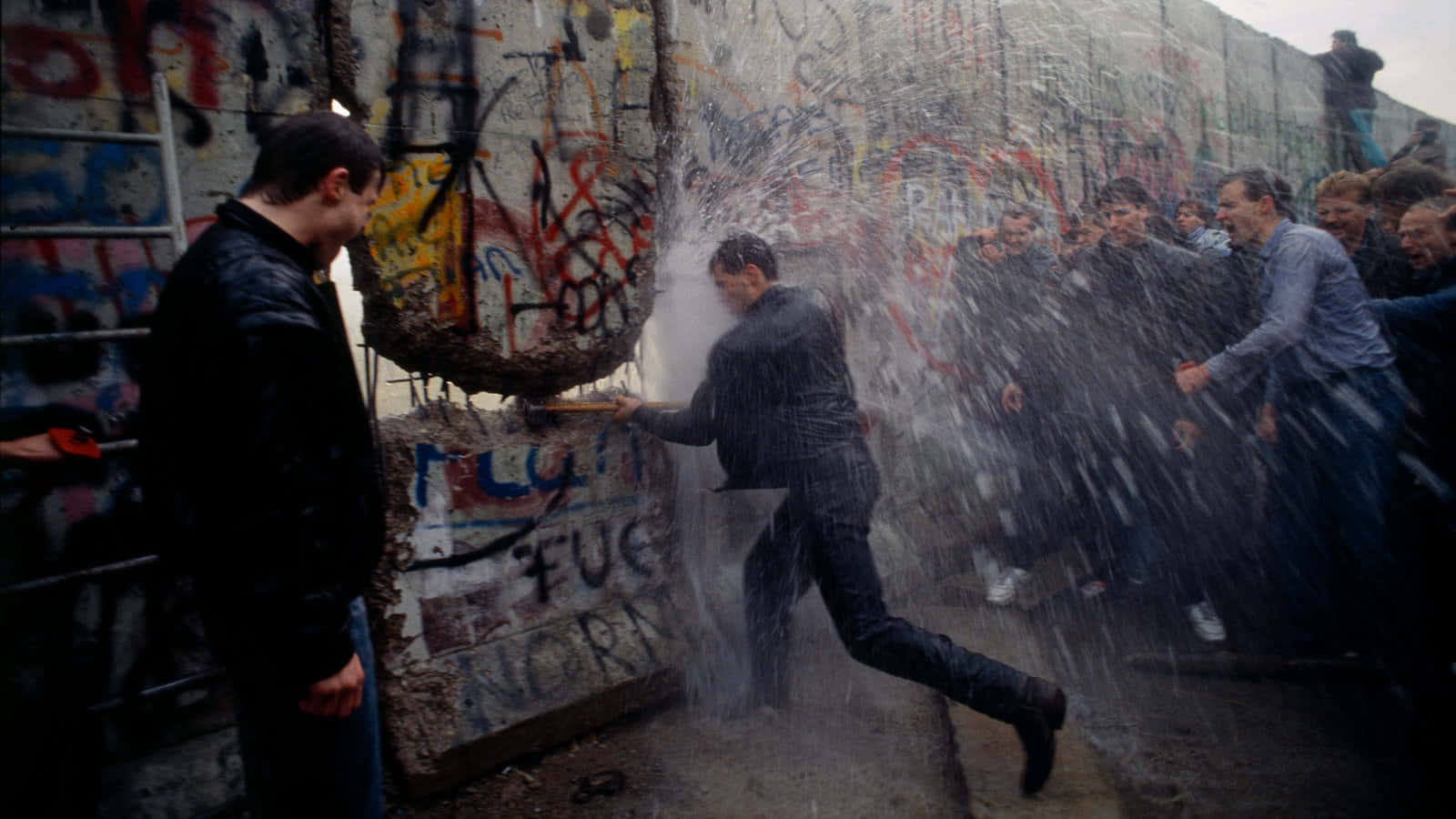 Police Spraying West Germans In Berlin Wall Picture