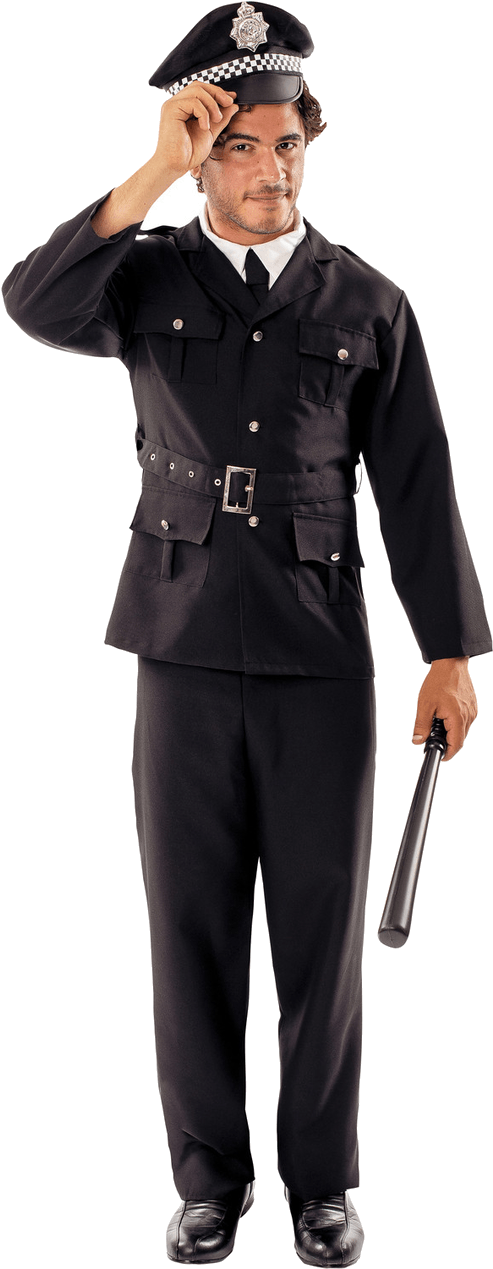 Police_ Officer_ Saluting_with_ Baton PNG