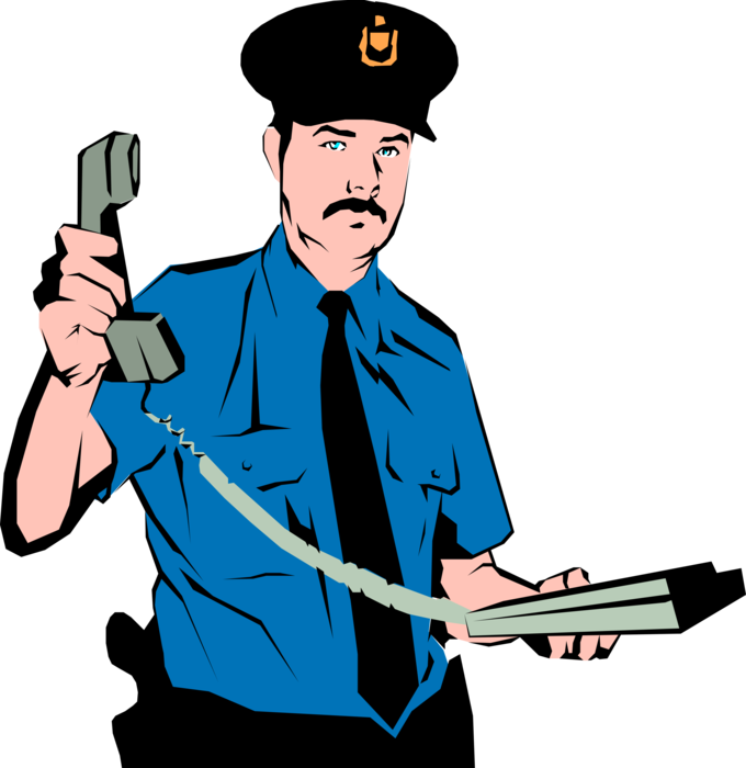 Policemanwith Phone Vector Illustration PNG