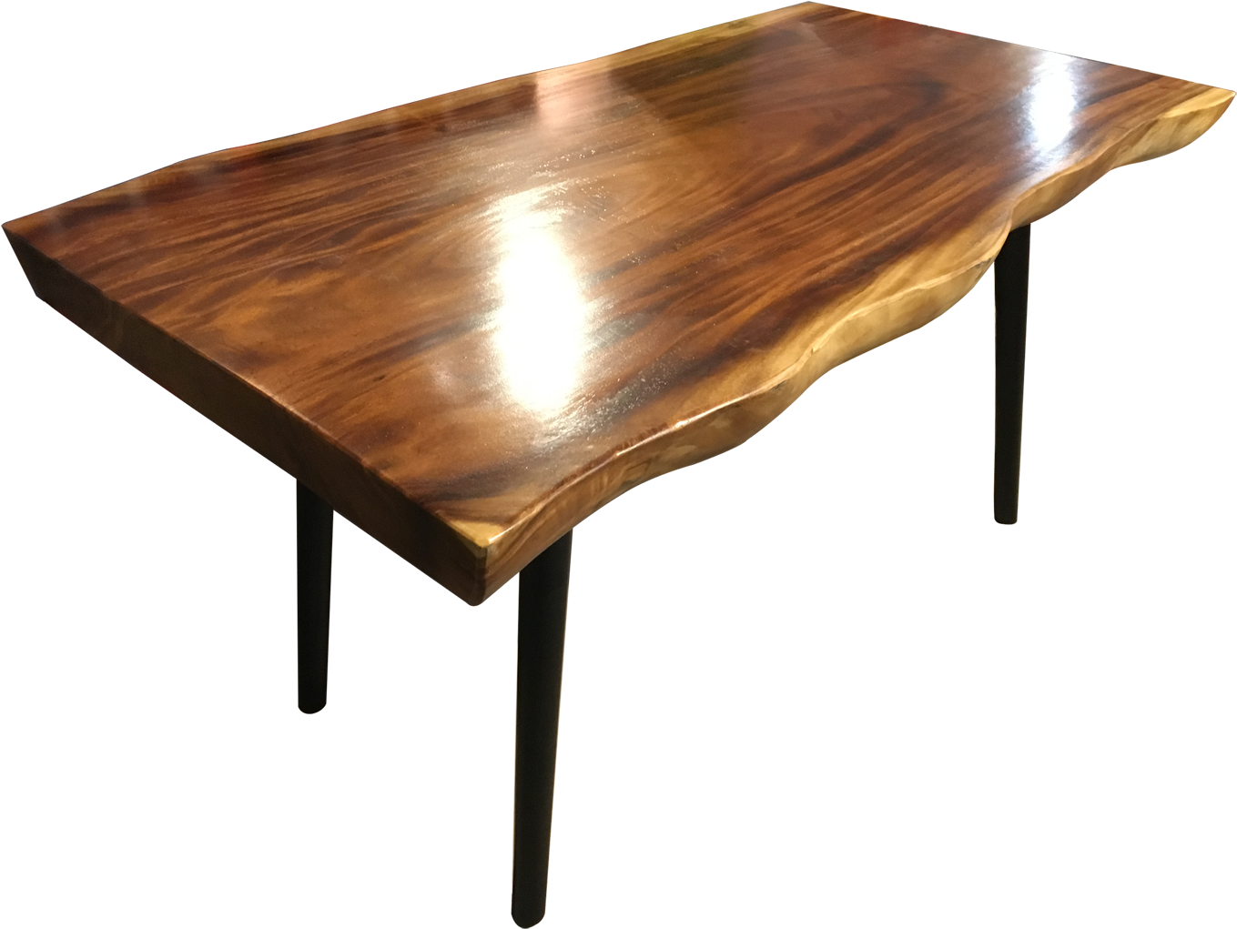 Polished Wooden Tablewith Black Legs PNG