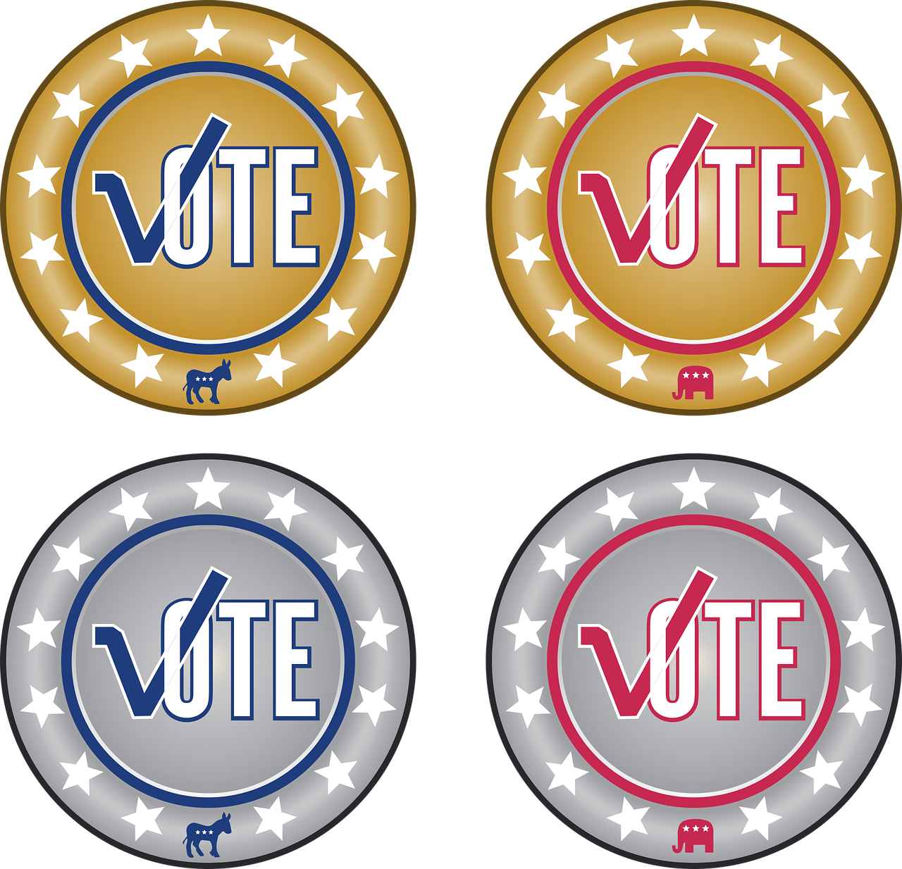 Political Party Vote Buttons PNG
