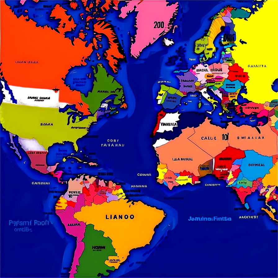 Political World Map Colorful Png 7 PNG