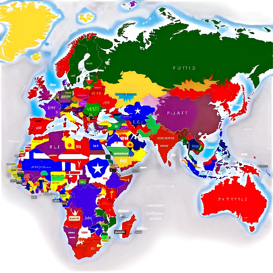 Political World Map Colorful Png Ndm PNG