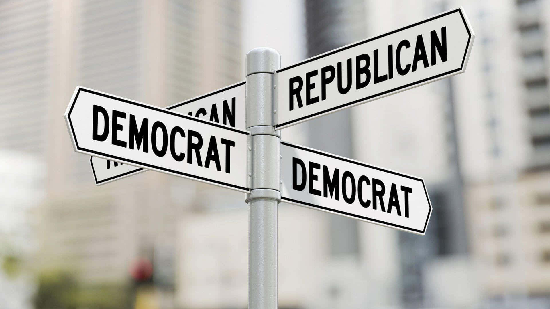 A Sign With The Words Republican And Democratic