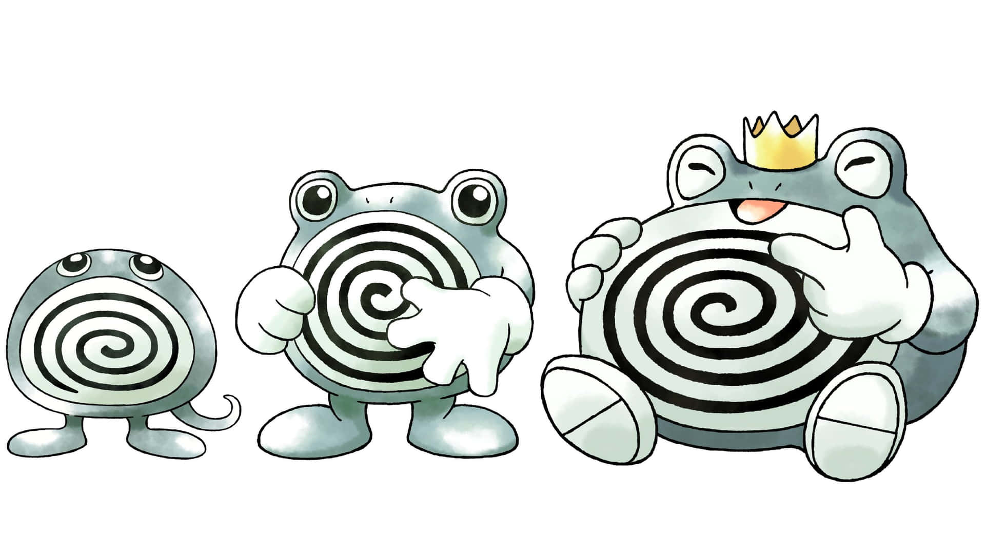 Poliwag Poliwhirl Poliwrath With Crown Wallpaper