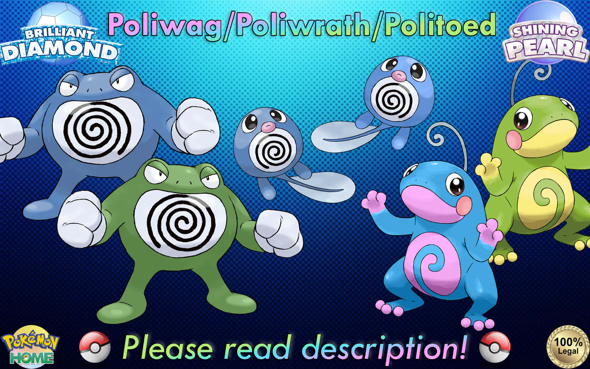 Poliwag Poliwrath Politoed Pokemons tapet Wallpaper