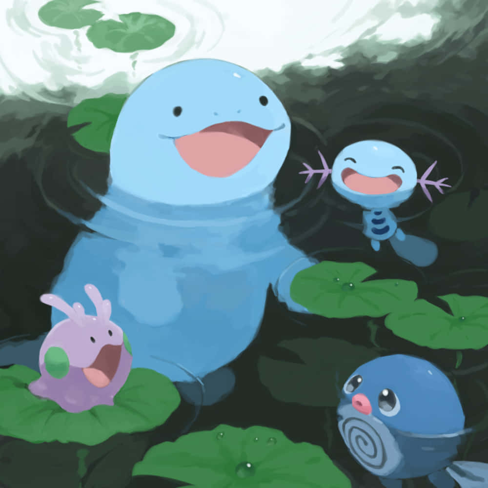 Poliwag With Wooper Quagsire And Goomy Wallpaper