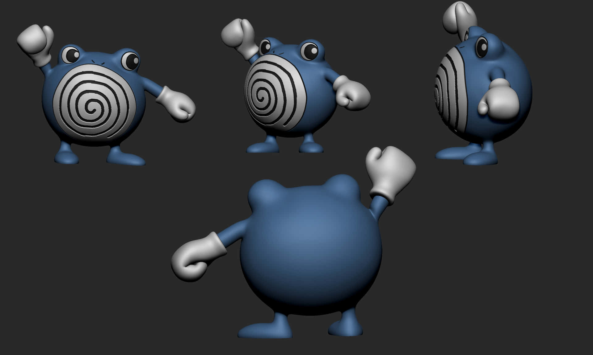 Poliwhirl 3d Render Angles Background