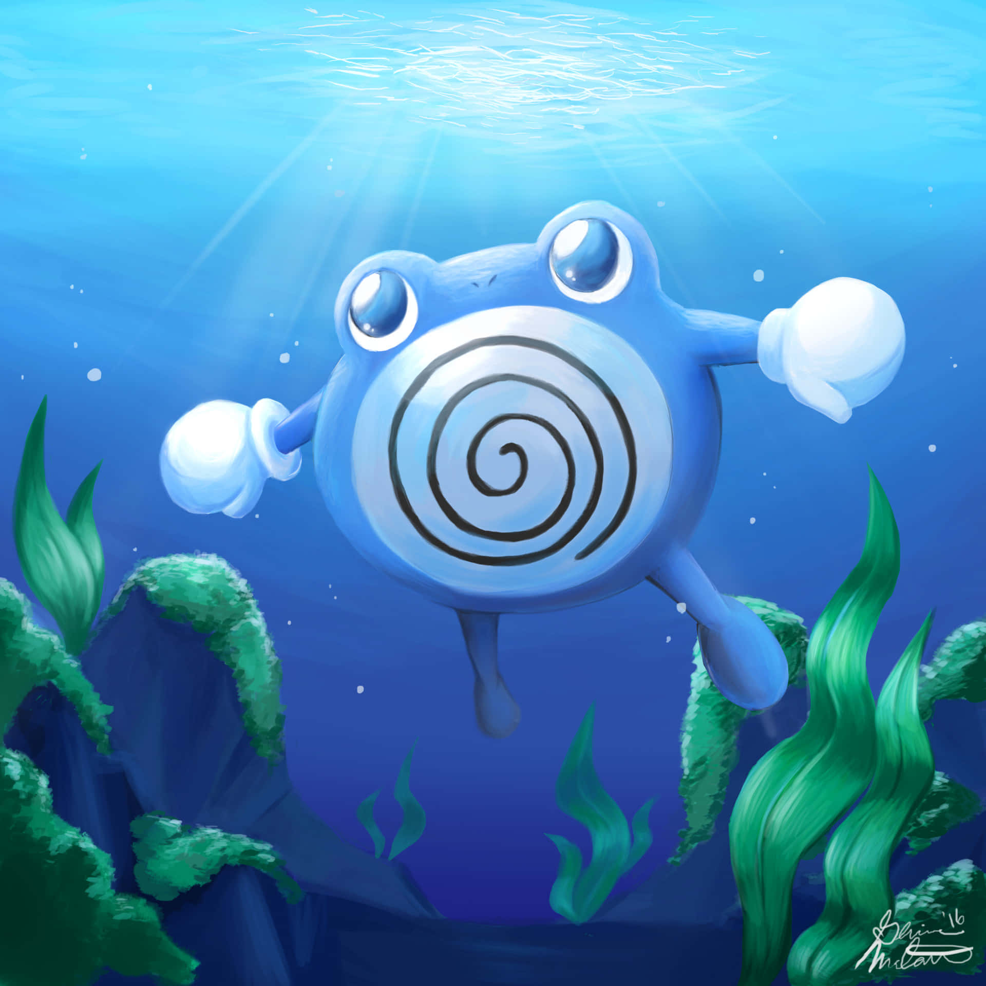 Poliwhirl Poliwag In Water Wallpaper