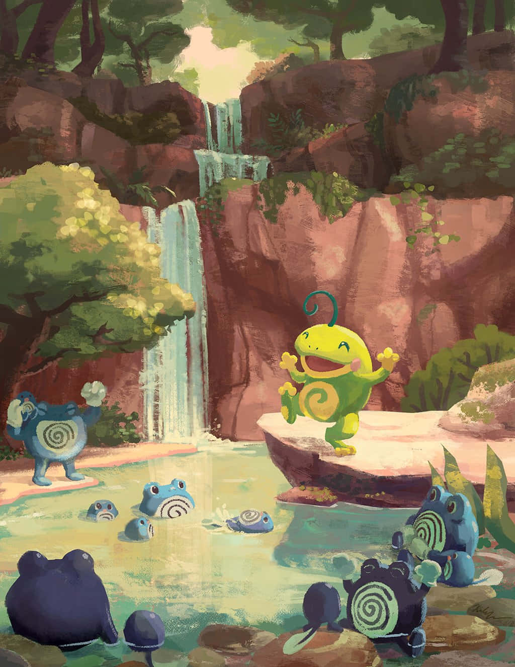 Poliwrath Hanging Out With Pokemon Wallpaper