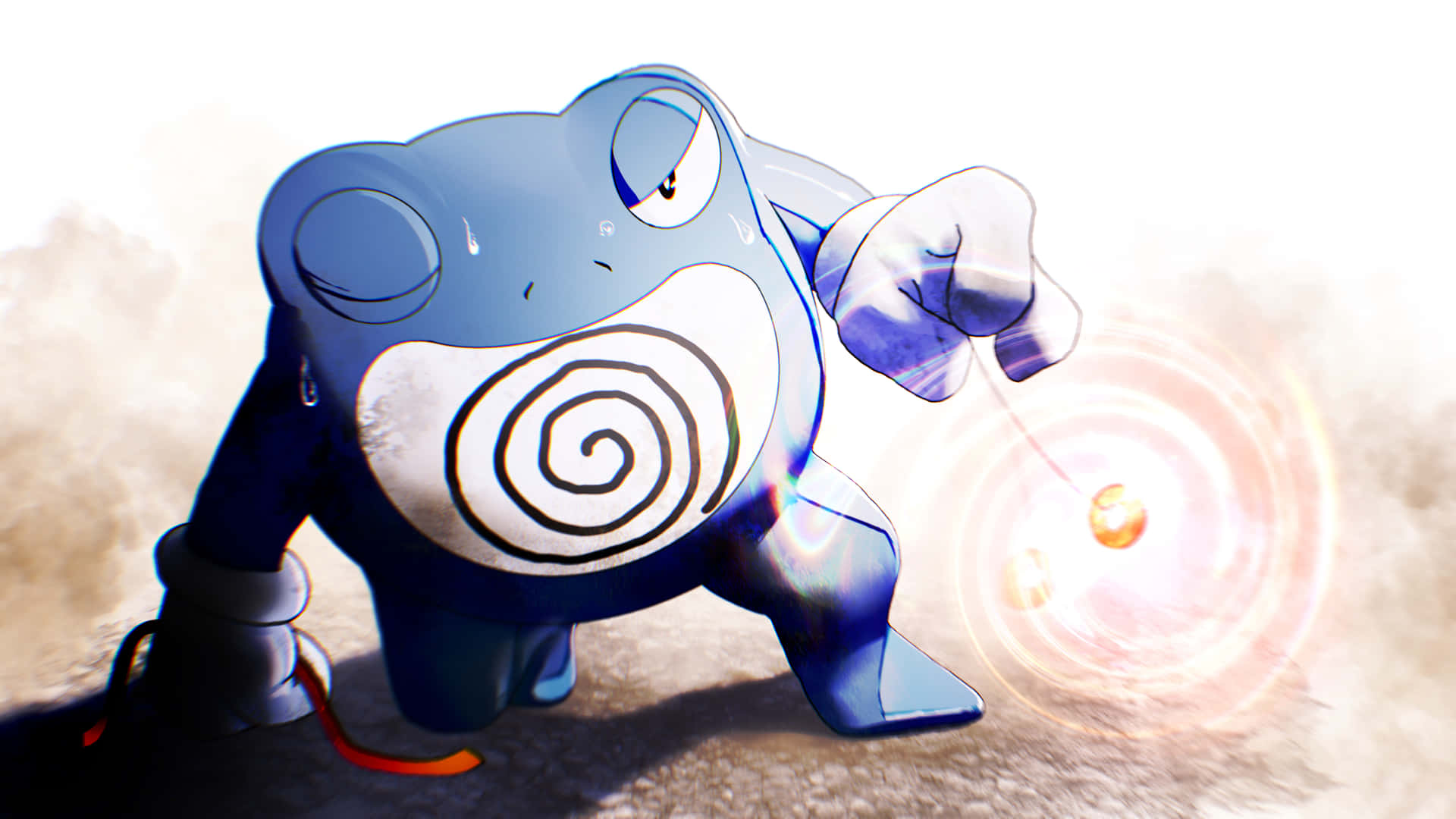 Poliwrath Holding Ball With Light Wallpaper