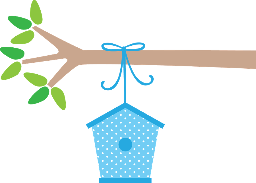 Polka Dot Birdhouse Hanging From Tree Branch PNG