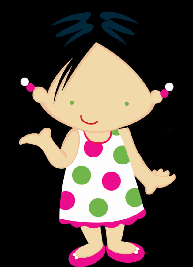 Polka Dot Dress Cartoon Character PNG