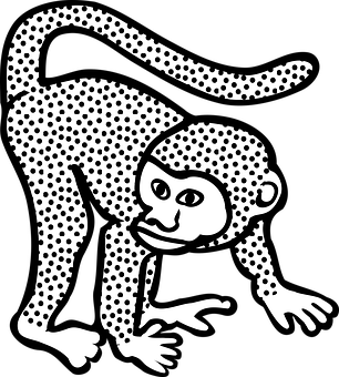 Polka Dot Monkey Illustration PNG