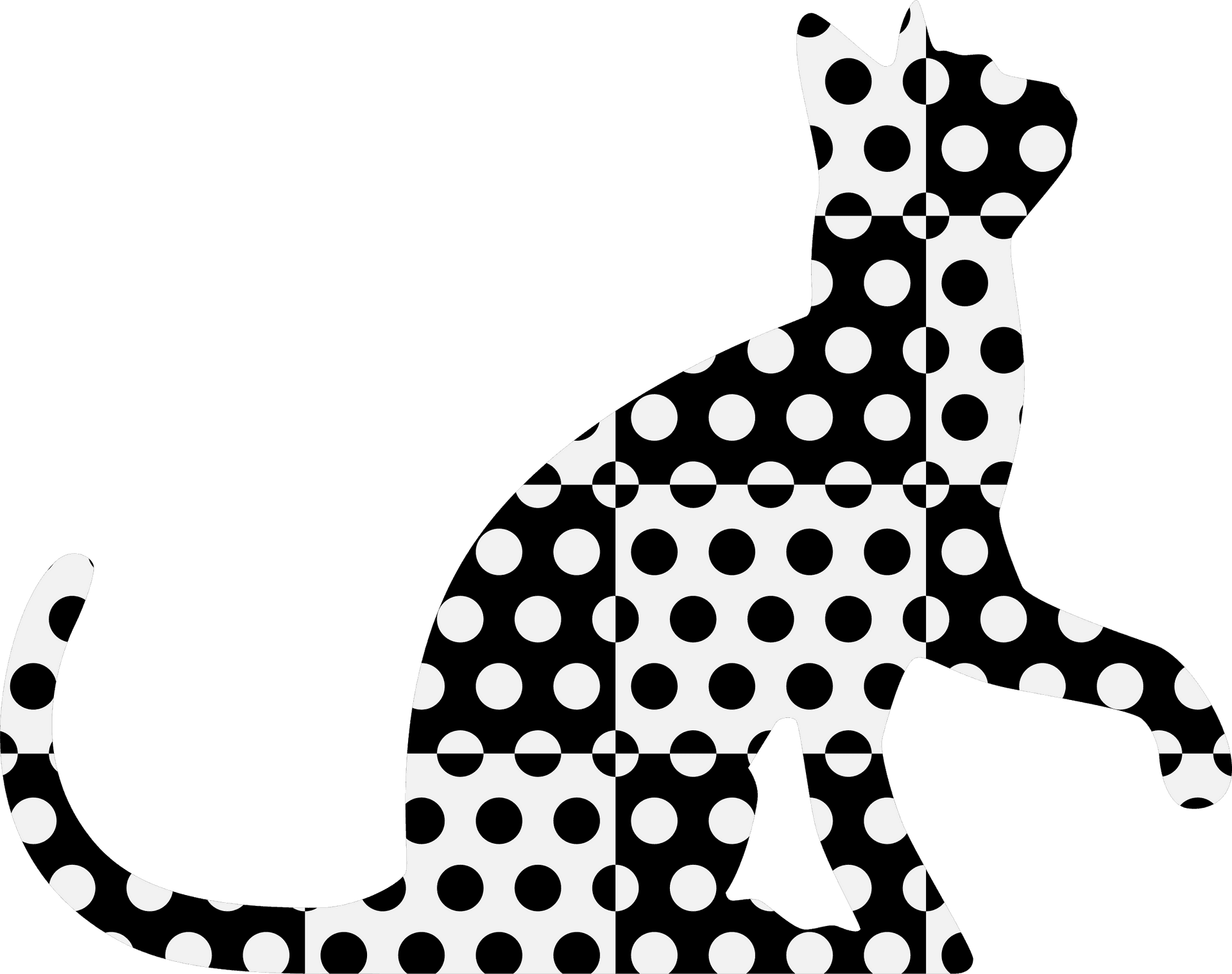 Polka Dot Pattern Cat Silhouette PNG