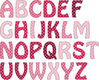 Polka Dot Pink Alphabet PNG