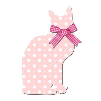 Polka Dot Pink Cat Illustration PNG