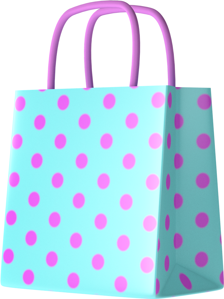 Polka Dot Shopping Bag3 D Render PNG