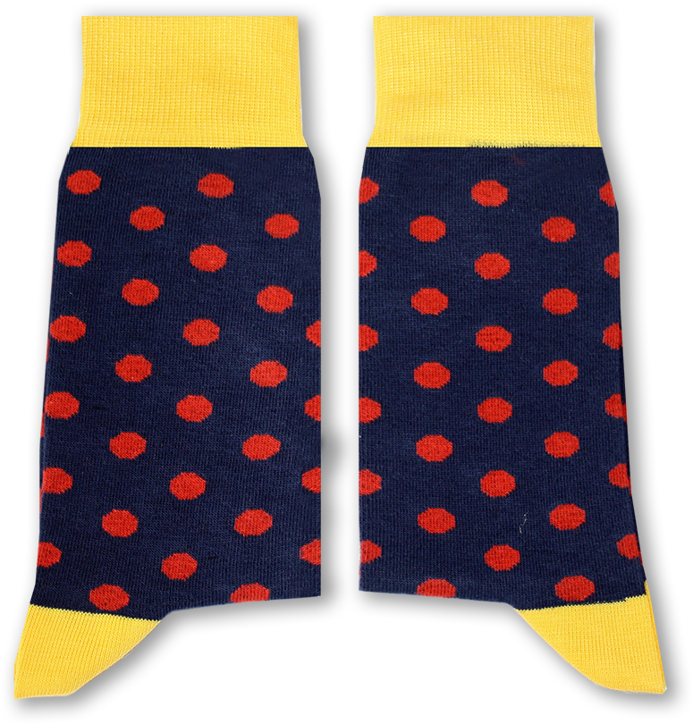 Polka Dot Socks Navy Red PNG