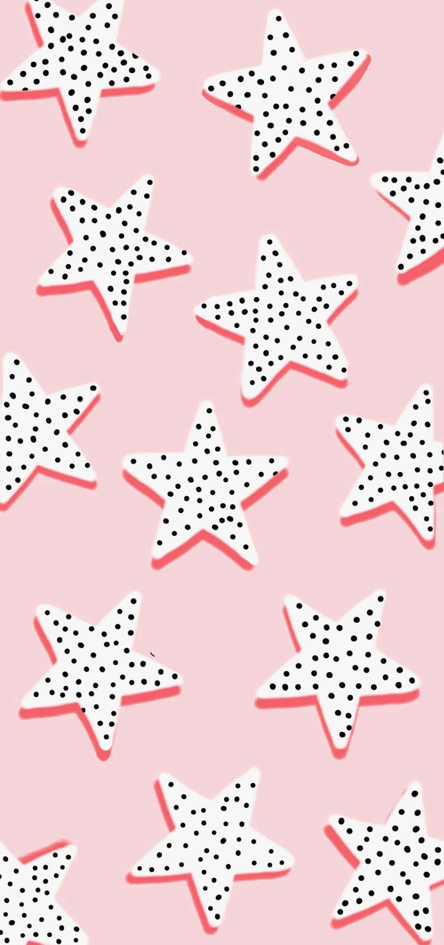 Polka Dot Stars Pattern Pink Background Wallpaper
