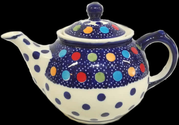 Polka Dot Teapot Design PNG