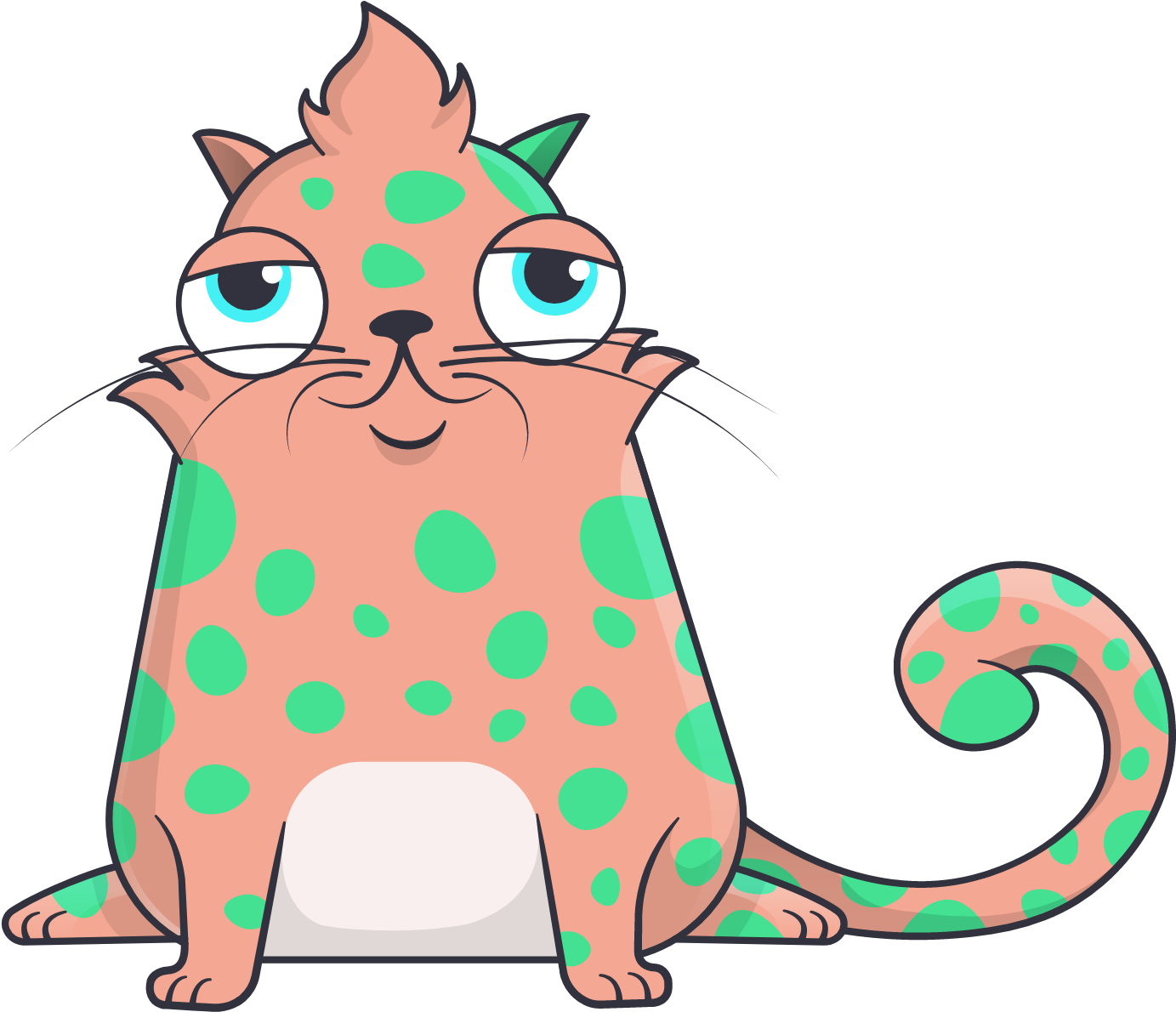 Polka Dotted Cartoon Cat PNG