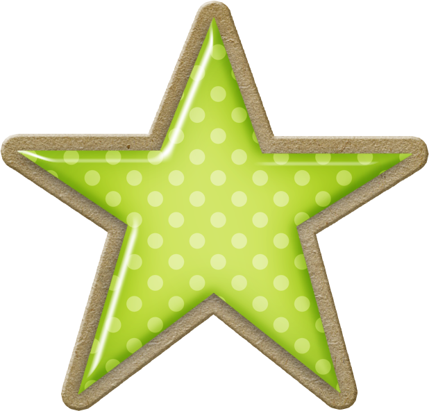 Polka Dotted Green Star PNG