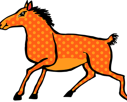 Polka Dotted Orange Horse Illustration PNG