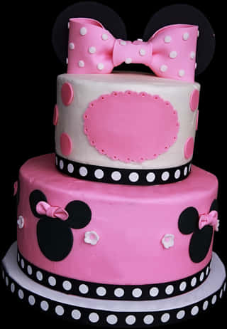 Polka Dotted Pinkand Black Cake PNG