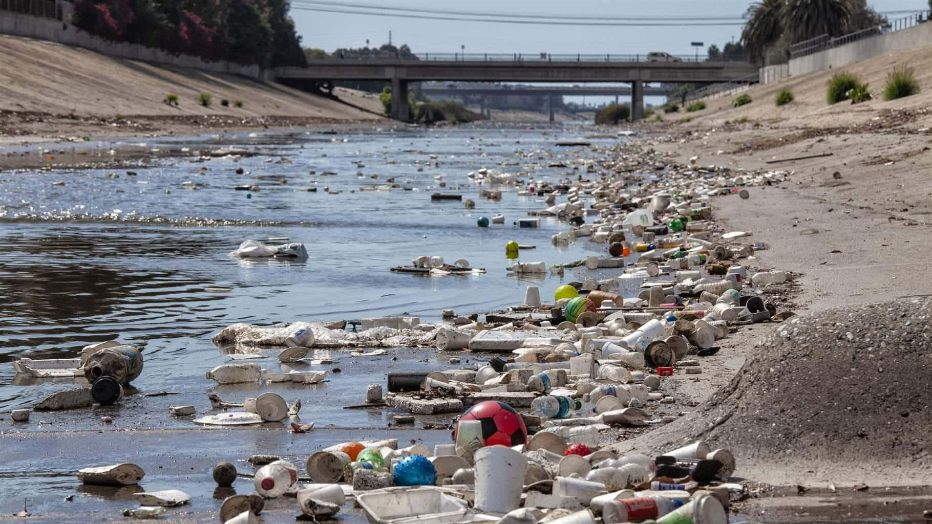 A River With Trash And Garbage In It