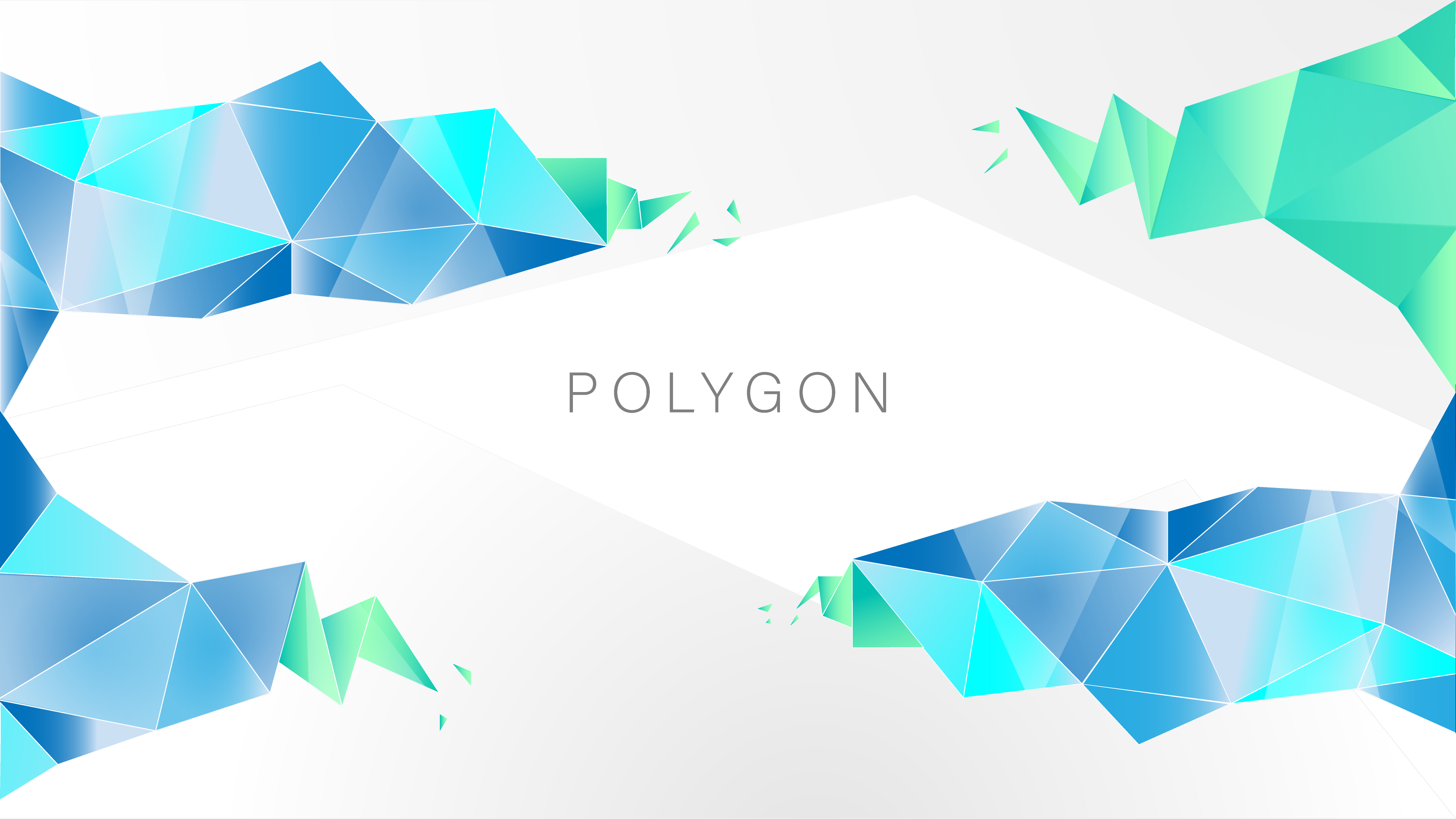 fondode polígonos ilustración vectorial Fondos — Fondo de pantalla geométrico abstracto con fragmentos poligonales azules y verde azulado que enmarcan un espacio blanco central con la palabra polígono.