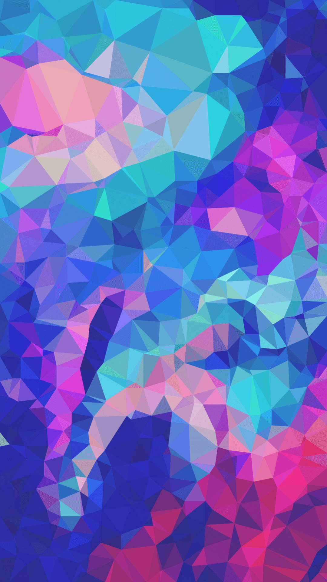 Colorful Polygon Background — Vibrant abstract wallpaper composed of shifting polygonal shapes in electric blues pinks and purples.