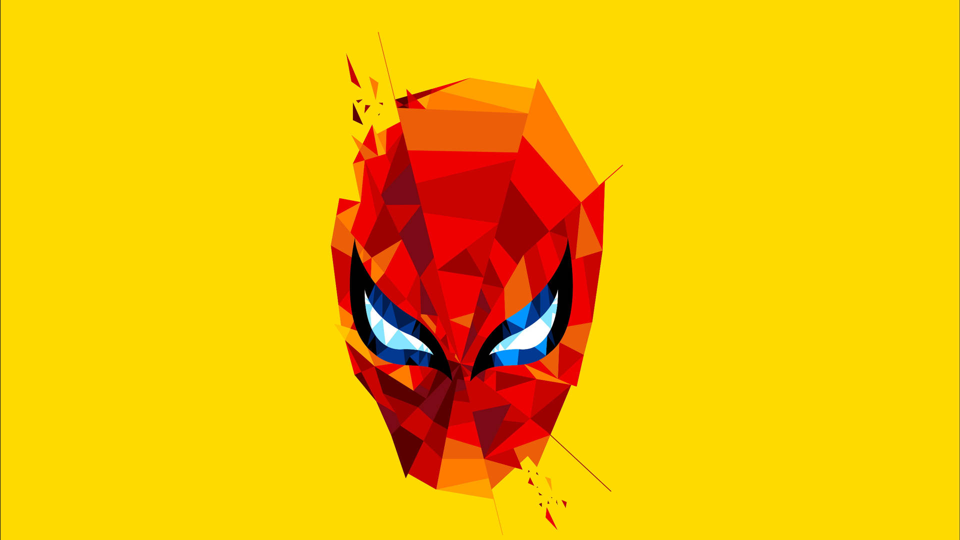 Polygon Spiderman In Yellow Background Wallpaper